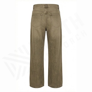 Jeans pour hommes personnalisés, hiver, uni, coupe droite, ample, jambe large, streetwear, denim vintage délavé, couleur personnalisée, qualité supérieure - Product Image 2