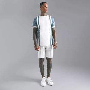 Conjunto de camiseta y pantalón corto de algodón pesado personalizado conjunto de camisetas de lujo para hombre de talla grande con logotipo transpirable liso de gran tamaño - Product Image 5
