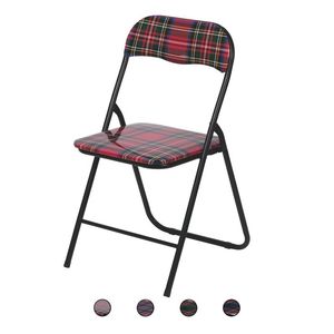 Sedia da Pranzo Pieghevole Sibilla con Decorazione Tartan - Product Image 1