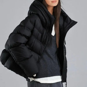 Veste d'hiver matelassée pour femme 2025, en toile tricotée, respirante, imperméable, écologique, logo personnalisé, longueur classique, vêtements décontractés - Product Image 5