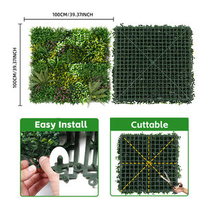 Pq96 Ruopei panneau mural d'herbe fournisseur en gros toile de fond de verdure 1*1m panneau mural vert artificiel mixte pour la décoration intérieure - Product Image 5