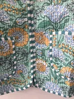 Veste d'hiver et d'automne pour femmes, fabriquée à la main en Inde, vintage, courte, en coton matelassé, imprimé floral rayé, style bohème, confortable et durable