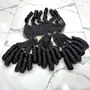 NATUREL NOIR BOUNCY FUNMI OEUF BOUCLES COULEURS SUPER DOUBLE CUTICULES ALIGNÉES EXTENSIONS DE CHEVEUX HUMAINS VIETNAMIENS À DONNEUR UNIQUE - Product Image 1
