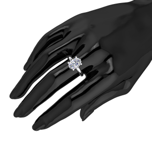 Anillo Ovalado de Diseño Clásico de Lujo en Oro Amarillo y Blanco de 9K para Mujer con Diamante Cultivado en Laboratorio de 2.28 Quilates, Claridad VS, Color EF - Product Image 5