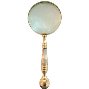 Loupe à main vintage en laiton antique, style nautique, avec poignée en nacre, pour la lecture - Product Image 3