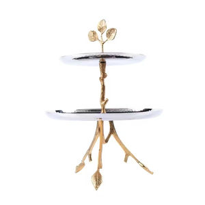 Good Selling Metal Coral 3 Tier <b>Cake</b> Stand <b>Gold</b> Plating Serving Tray for Wedding & Table <b>Top</b> Decoration Dessert Display Stand - Product Image 4