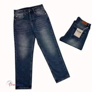 กางเกงยีนส์ทรงฮาเร็มสีเข้มสีเข้มสำหรับผู้ชายสไตล์ทางการโอเอ็มพร้อมผ้าถักหลายขนาดจากเวียดนาม - Product Image 1
