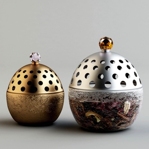 Candelero redondo de metal de hierro decorativo con tapa Color oro blanco para decoración del hogar - Product Image 3