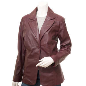 Chaqueta de Cuero de Cordero para Mujer, Calidad Premium, Estilo Motero, Ecológica, para Invierno, Transpirable, Resistente al Viento e Impermeable, Tinte Liso, Personalizable - Product Image 1