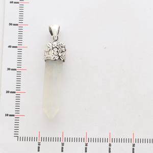 Pendentif en argent sterling 925 de qualité supérieure, serti de pierres de lune arc-en-ciel, forme crayon, coupe élégante, cadeau tendance - Product Image 3