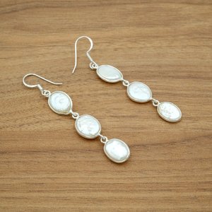 Handmade 925 <b>Sterling</b> <b>Silver</b> Freshwater Pearl <b>Earring</b> for <b>Women</b> Unique Bezel Design Handmade Freshwater Pearl Bezel <b>Earring</b> - Product Image 2
