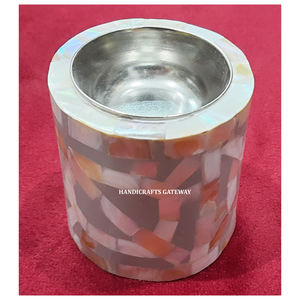 Quemador Bakhoor redondo de Color gris con Incrustaciones de nácar de alta calidad hecho a mano, lo último y lujoso, para regalos de boda - Product Image 1