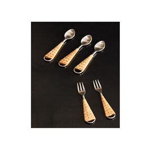 Juego de cubiertos de acero inoxidable Juego de cubiertos con mango de ratán Disponible a granel Hotel Restaurante Hogar Cuchara de acero personalizada - Product Image 4