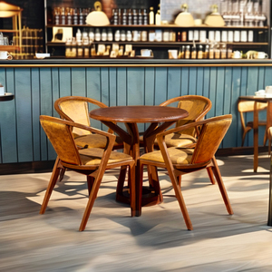 Tacasa Durable Modern Coffee <b>Table</b> 30*80 <b>Solid</b> <b>Wood</b> Rubber <b>Wood</b> <b>Top</b> 5-Legged Pedestal Cushioned Seat Walnut Color 12-Month - Product Image 3