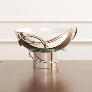 ชามเสิร์ฟอาหารทรงกลมทำจากทองเหลืองขัดเงากระจกทำด้วยมือชุบทองฐานรูปดอกไม้ทำจากสเตนเลสสตีล - Product Image 5