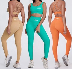 Conjuntos deportivos de 2 piezas personalizados para mujer, Sujetador deportivo, conjunto de mallas a juego, conjuntos de yoga, conjuntos de entrenamiento, ropa deportiva para gimnasio - Product Image 2