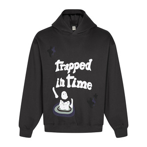 Venta al por mayor Hip Hop Planet Impreso Puff Fleece Hoodie Fabricante Bordado Sudadera con capucha Proveedor Vintage Acid Wash Multi-Color - Product Image 3