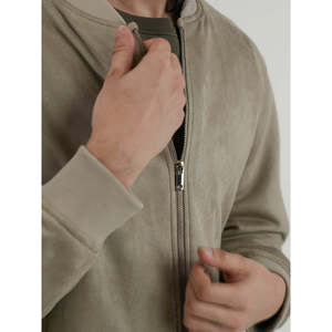 CASTON Regular Fit <b>Suede</b> <b>Jacket</b> Water Proof Zippered Leather Reversible for Spring Autumn Streetwear College Style ODM Sizes XS - Product Image 3