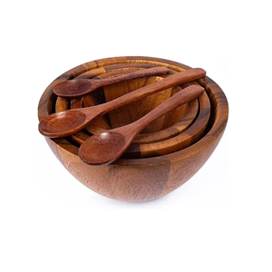 Bols à pâte en bois d'acacia de 9 pièces écologiques allant au lave-vaisselle pour servir les aliments et les fruits Bol à riz - Product Image 4