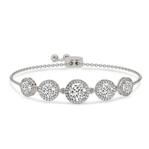 Pulsera de Moda con Cinco Diamantes Cultivados en Laboratorio, Corte Redondo, 2 Ct Tw, Color F-G, Claridad VS, 100 Diamantes, Oro de 14K, Brillo Intenso - Product Image 1