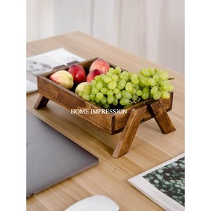 Top Selling Mango Wood <b>Fruits</b> Table Ware Tray Wholesale Price Latest Design <b>Wooden</b> Serving Tray Rectangle Home Hotel Tea Single - Product Image 1