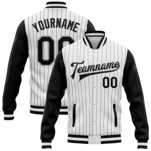 Direct Industry Wholesale Casual Custom White Black Pinstripe Black-Gray Bomber Full-Snap Varsity Letterman Two Tone Jacket - Product Image 1