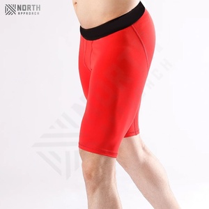 Men's Red <b>Black</b> Double Layered Compression Shorts-Quick Dry OEM Service <b>High</b> Quality Sports Gym Running Shorts Summer - Product Image 3