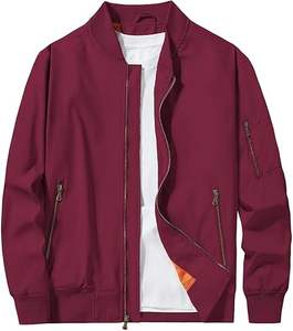 Blouson aviateur pour homme coupe-vent léger et décontracté, manteau zippé avec poche pour le printemps et l'automne - Product Image 2