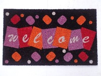 Tapis en fibre de coco doux et durables imprimés sur mesure Paillassons d'entrée floraux de haute qualité antidérapants Feuilles colorées de salon touffetées
