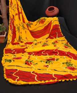 Nouveau Dernier Look Riche Vêtements De Soirée Lichi Soie Imprimé Travail Saree avec Blouse Pièce Inain Femmes Porter Sari Bas Prix En Gros Apparelgarment - Product Image 2