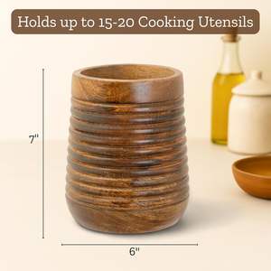 Porta Cucharas de Madera con Diseño Ovalado, Porta Cucharas de Madera con Acabado Artesanal, Porta Cucharas de Madera para el Hogar y Restaurantes - Product Image 6