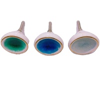 Ensemble de 3 poignées de porte en porcelaine de haute qualité, peintes à la main, blanches et noires, style zen asiatique, écologiques, autocollantes, pour usage intérieur