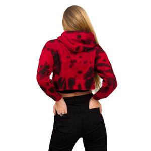 Sudadera con capucha recortada informal con tinte de corbata para mujer, Tops cortos para chicas adolescentes, sudaderas con capucha recortadas de manga larga - Product Image 2