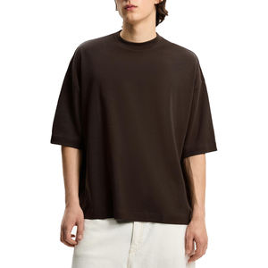 Camiseta de Hombre 100% Algodón, Manga Corta, Lisa, Cuello Redondo, Ropa de Hombre, Camiseta de Verano, Informal, Holgada, Hombros Caídos - Product Image 3