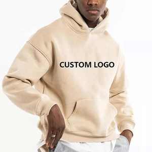Sudadera con capucha de gran tamaño de algodón de alta calidad, ropa de calle con hombros caídos de lana gruesa, Sudadera con capucha lisa en blanco personalizada de talla grande para hombre, sólida - Product Image 1