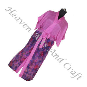 KL003 Belle Vintage Sari Kimono Longue Robe Vintage D'été Imprimé Floral Bohème Surdimensionné Pleine Longueur Manches Vacances Vintage - Product Image 6