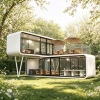 Cabane préfabriquée moderne de 26 m² à deux étages, style Apple, maison modulaire résistante aux ouragans, bord de mer