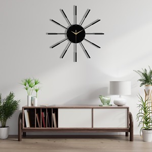 Elegante Reloj de pared redondo de metal negro con aspecto moderno atemporal perfecto para acento elegante en el hogar dormitorios cocinas y oficinas - Product Image 3
