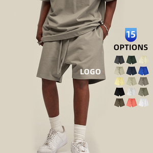 กางเกงขาสั้นผู้ชายผ้าโพลีเอสเตอร์/ ผ้าฝ้าย220gsm คุณภาพสูงกางเกงขาสั้นแฟชั่นแนววินเทจสีหมอกหนาทรงหลวมแนวสตรีท - Product Image 1
