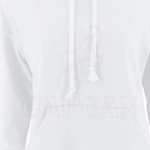 Sudadera con capucha de invierno informal blanca pura para mujer Logotipo de Pekín personalizado en tela de punto frontal Estilo informal - Product Image 4