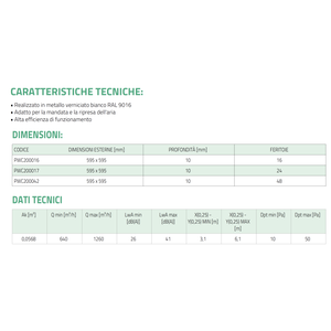 Diffuseur hélicoïdal carré Tecnosystemi DQE avec 16/24/48 fentes, registres et grilles métalliques peints en blanc, jets réglables - Product Image 3