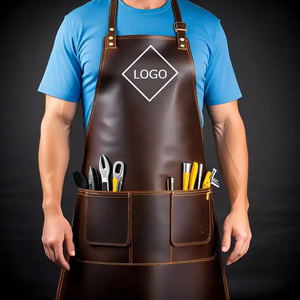 Tablier de coiffeur, vêtements de travail de coupe de cheveux de tête d'huile de barbier vintage, vêtements de travail de coupe de cheveux suspendus en cuir simulé - Product Image 3