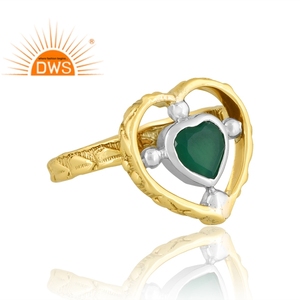 แหวนพลอยโอนิกซ์สีเขียวธรรมชาติชุบทอง18K ทำจากทองเหลืองออกแบบด้วยมือเครื่องประดับชั้นดีสำหรับผู้หญิงของขวัญสำหรับผู้หญิง - Product Image 4