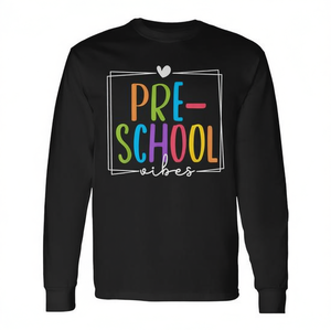 T-shirt à manches longues pour les enseignants de la maternelle, produit promotionnel pour la rentrée scolaire avec ambiance préscolaire, pour enfants. - Product Image 3