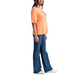 T-shirt pour femme 100% coton de haute qualité respirant col rond manches courtes solide avec logo OEM pour vêtements d'été - Product Image 3