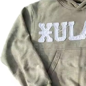 Wholesale Price Distressed Embroidery Hoodies <b>Men</b> Manufacturer Custom High Quality 100% Cotton Winter Hooded Breathable <b>Pullover</b> - Product Image 4
