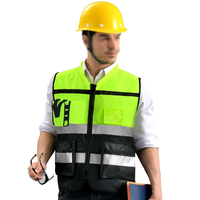 Gilet de sécurité réfléchissant haute visibilité avec grandes poches pour les travailleurs du bâtiment, la conduite nocturne, en coton, certifié CE, unisexe
