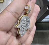 Humza main diamant pendentif Baguette et rond brillant Moissanite pendentif 925 argent cadeau bijoux fins pendentifs et breloques