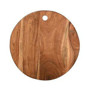 Tabla de cortar de madera de diseño único con mango de metal, producto de cocina de madera al por mayor, forma redonda de madera Natural, respetuosa con el medio ambiente - Product Image 4