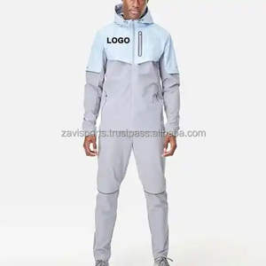 Ensemble de survêtement pour homme, veste et pantalon en tissu respirant et tendance, coupe-vent personnalisé, fermeture éclair, vêtements de sport doux - Product Image 1